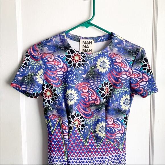 Anthropologie Mah Na Mah Na Colorful Bodycon Graphic Print Pencil Dress Size 2 - Picture 4 of 11